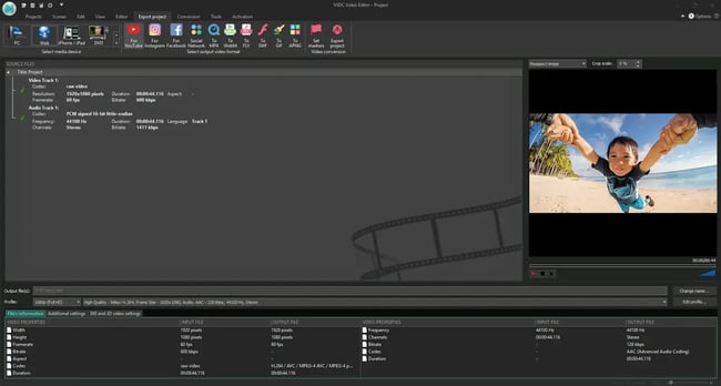 VSDA video editing software used on recording