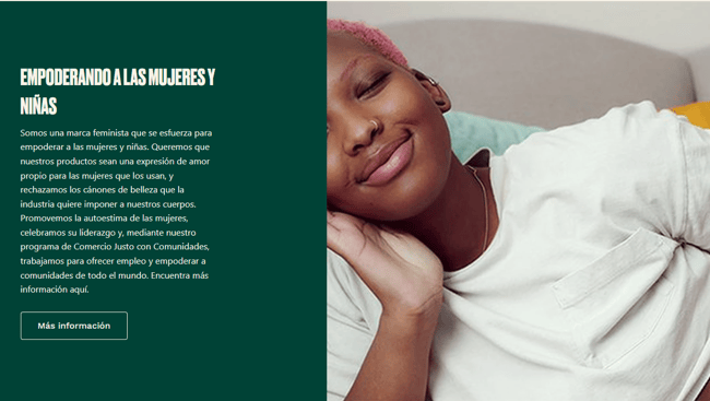 Valores de marca del sistema de diseño de The Body Shop