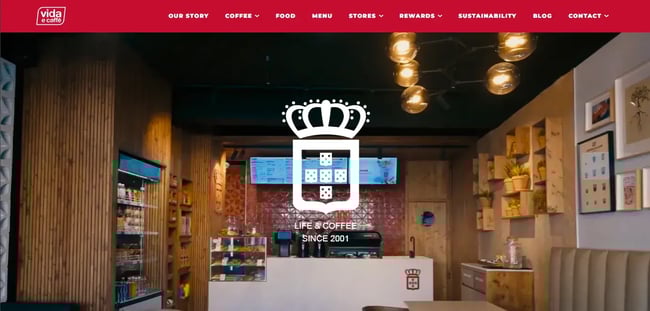 Vida e Caffe coffee shop website design