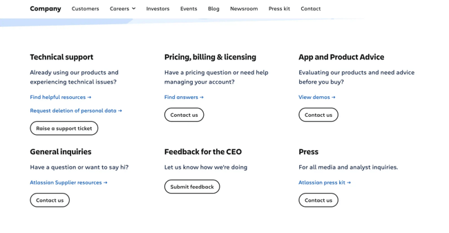 Voice of Customer techniques, Atlassian feedback page