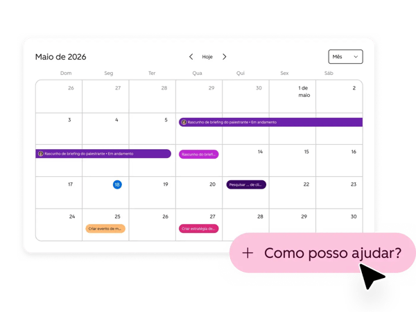 visão de calendário do HubSpot Work 
