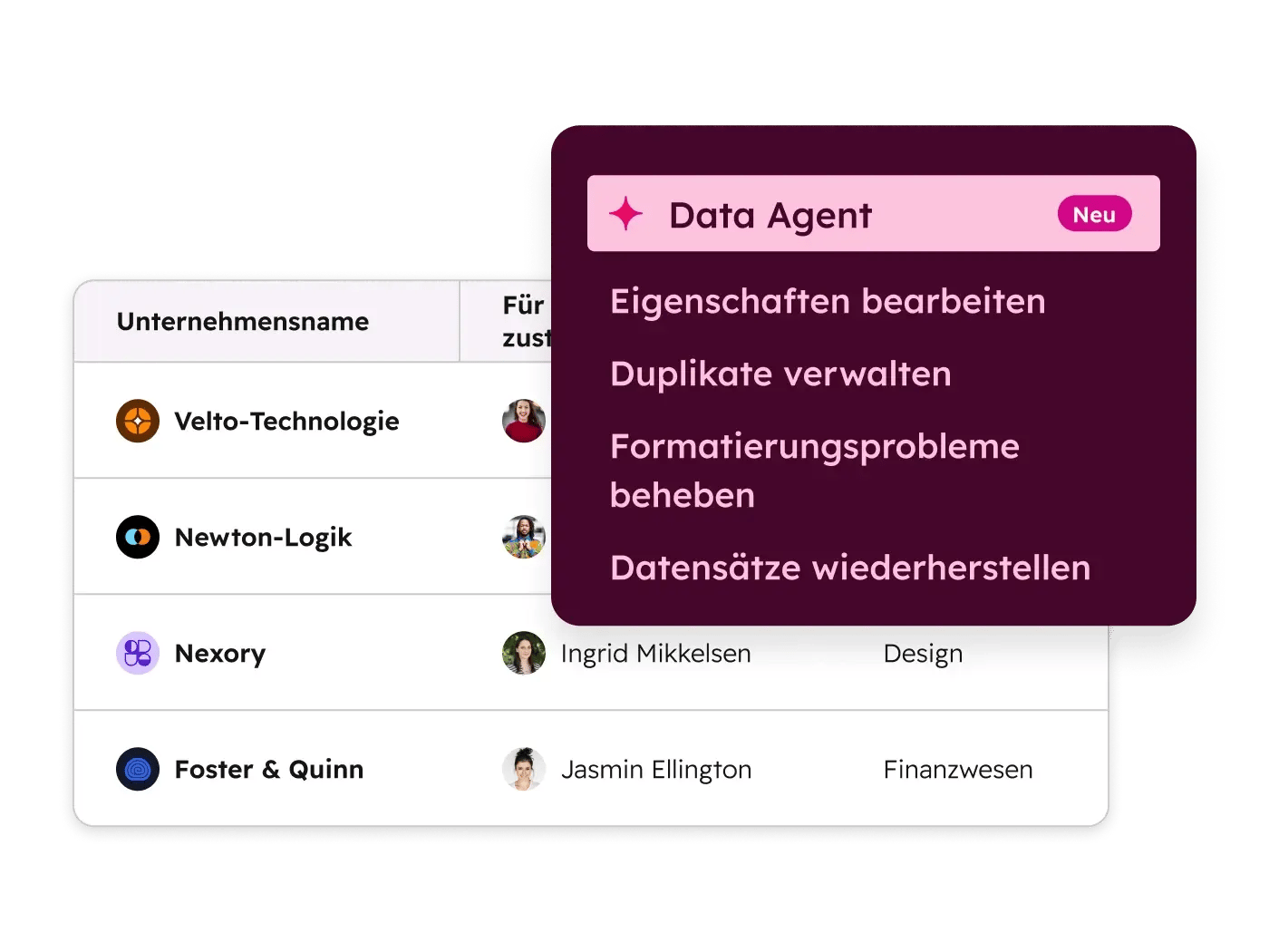 Vereinfachte Benutzeroberflaeche von Breeze mit Data Agent Customer Intelligence