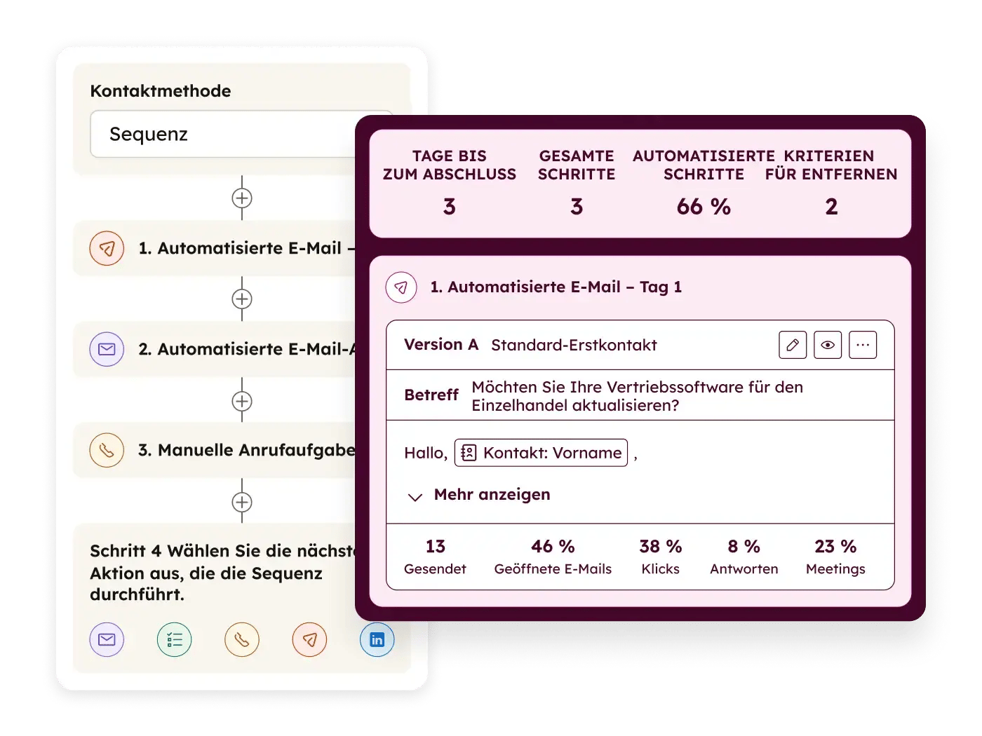 Breeze Prospecting Agent: Vereinfachter Produkt-Screenshot mit moeglichen Szenarien