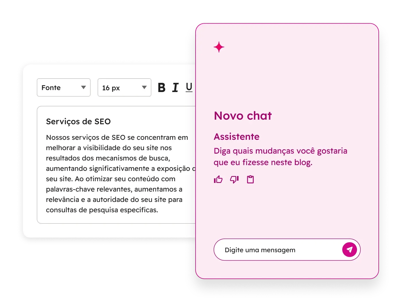 Interface de usuário simplificada do Breeze mostrando a geração de conteúdo de marca