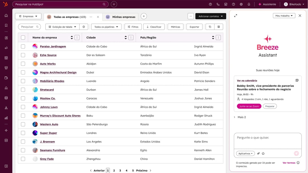 interface de usuário mostrando o Breeze Copilot