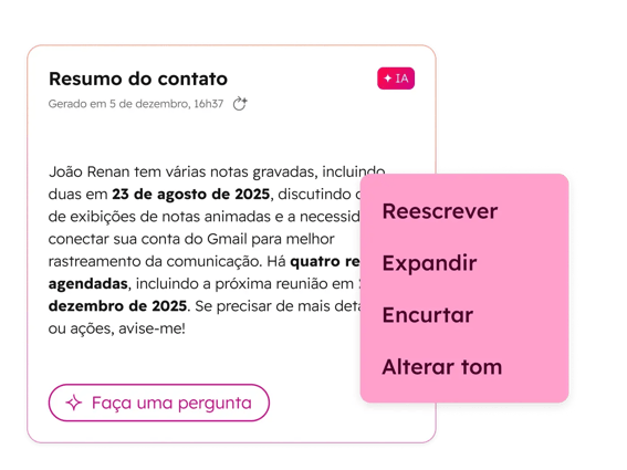 Interface de usuário simplificada mostrando os recursos do Breeze