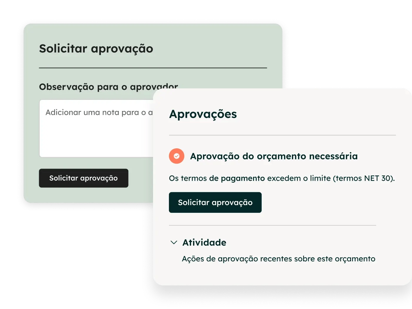 Interface de aprovações do Commerce Hub