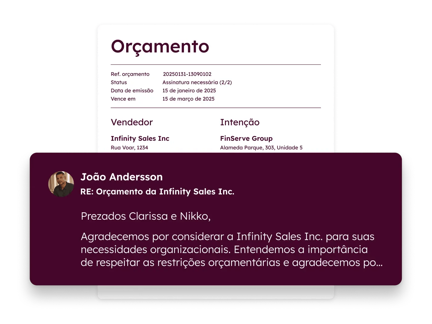 captura de tela da interface do software de orçamentos da HubSpot