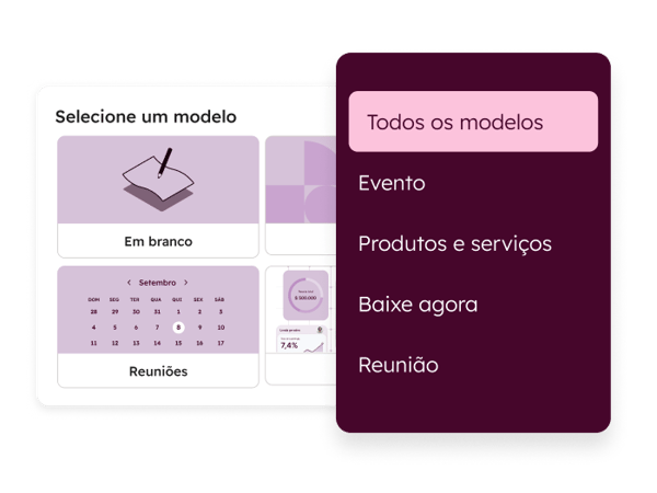 Biblioteca de modelos de landing pages da HubSpot 