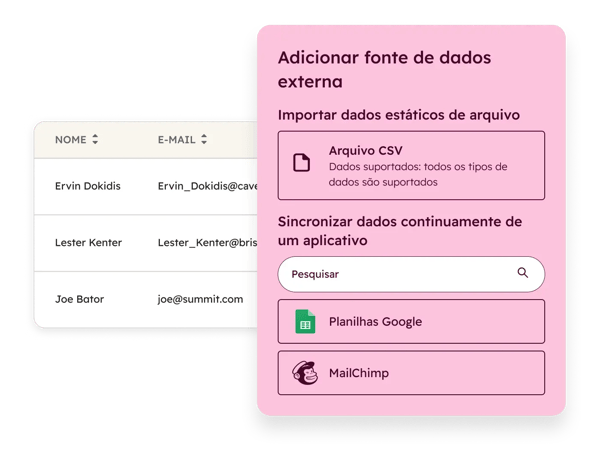 captura de tela com interface do Data Studio da HubSpot