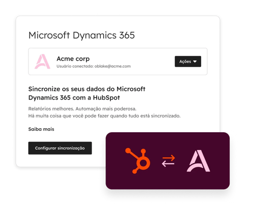 interface do cliente para a conexão de ferramentas do stack tecnológico com a HubSpot
