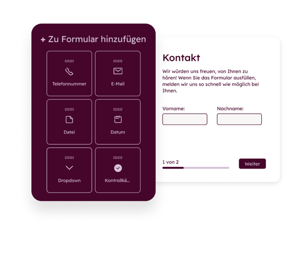 Screenshot des HubSpot Form Builder-Editors mit einer Webinar-Anmeldeseite. Links sind verschiedene Formulargestaltungsoptionen sichtbar (Standard, Liniert, Abgerundet, Eckig), rechts eine Vorschau des Formulars mit Feldern für E-Mail, Vorname, Nachname und Nachricht. Die Schaltfläche ‘Aktualisieren’ ist oben rechts hervorgehoben.