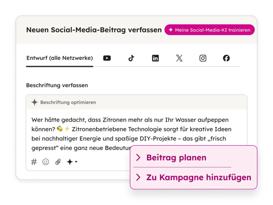 Social-Media-Management-Software von HubSpot: Beitrag verfassen