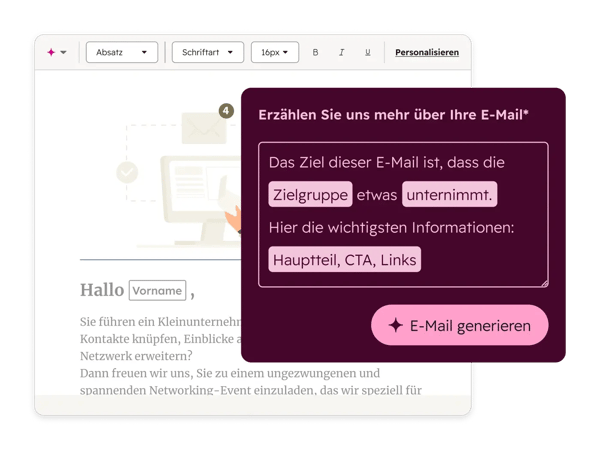 KI E-Mail Tool von HubSpot:  Personalisierung