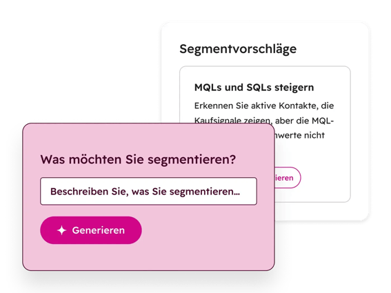 Marketing Hub: Segmentauswahl und -vorschlaege