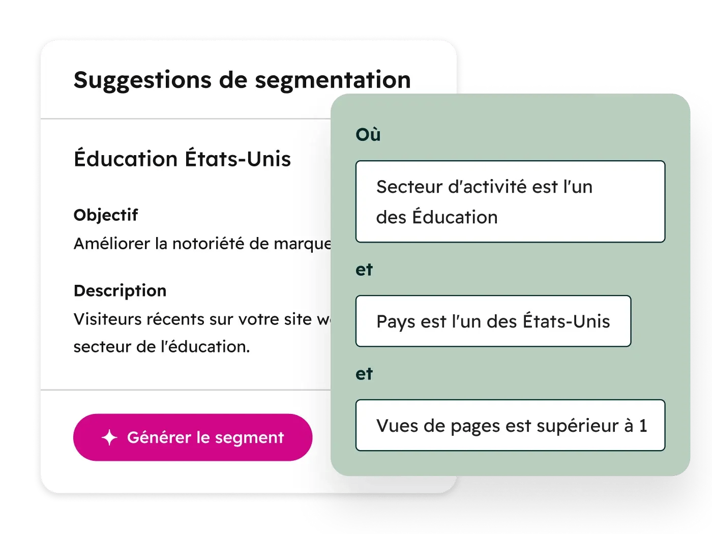 Marketing Hub - Segment Suggestions - Web Visitors_fr