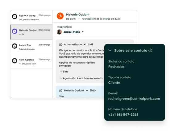 captura de tela simplificada com status do cliente após contato via WhatsApp
