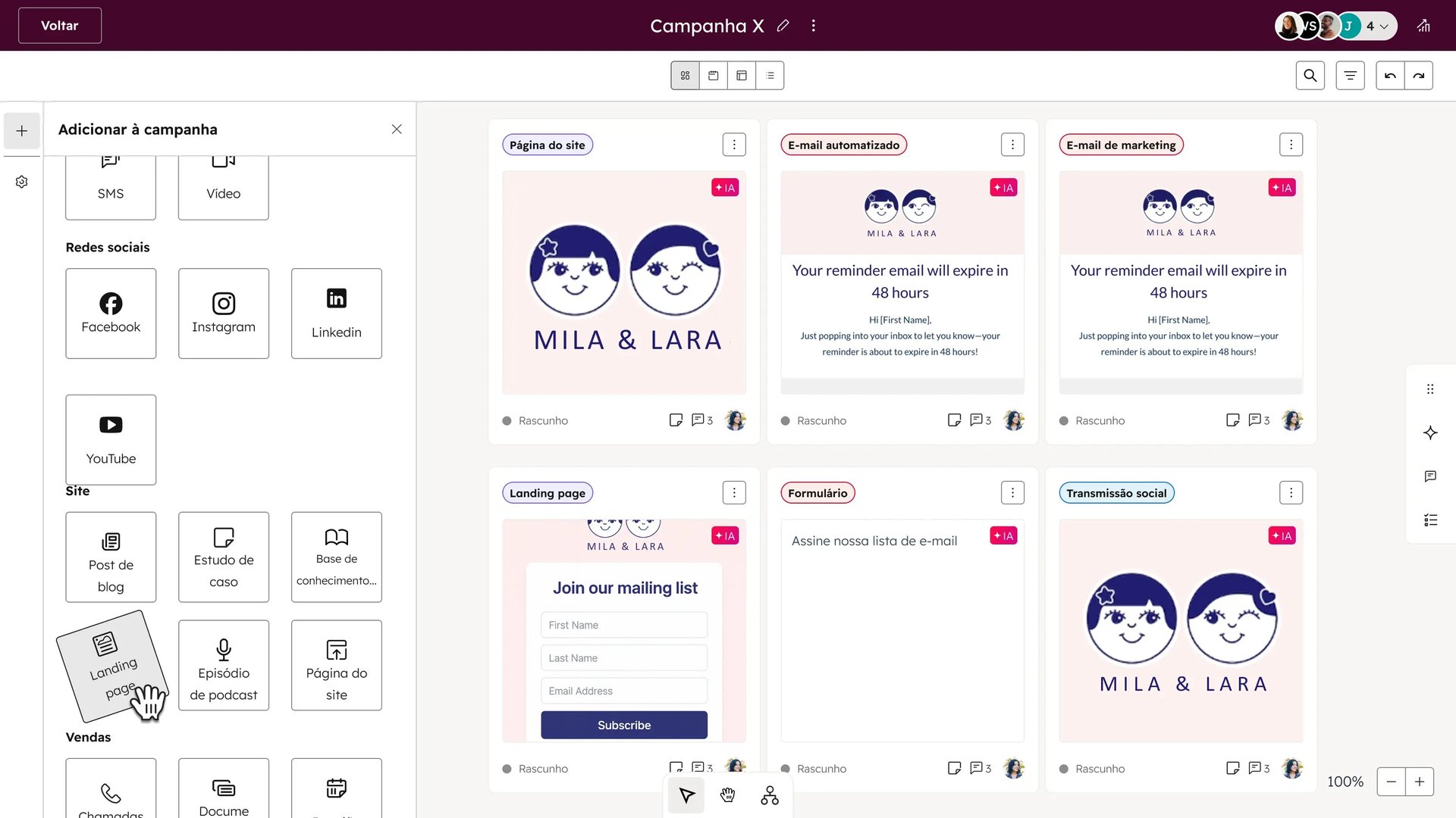 captura de tela do Marketing Studio