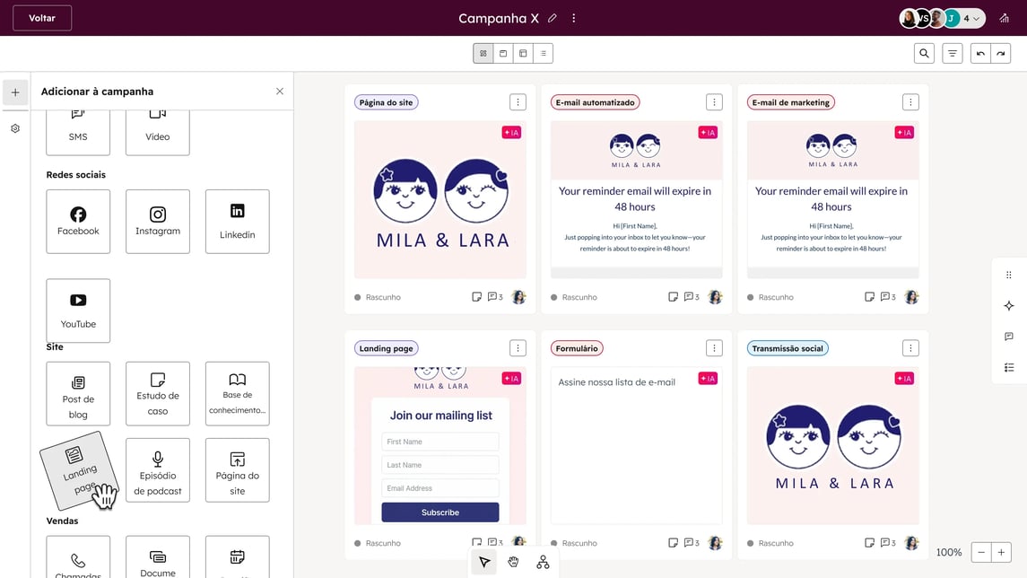 Captura de tela do Marketing Studio