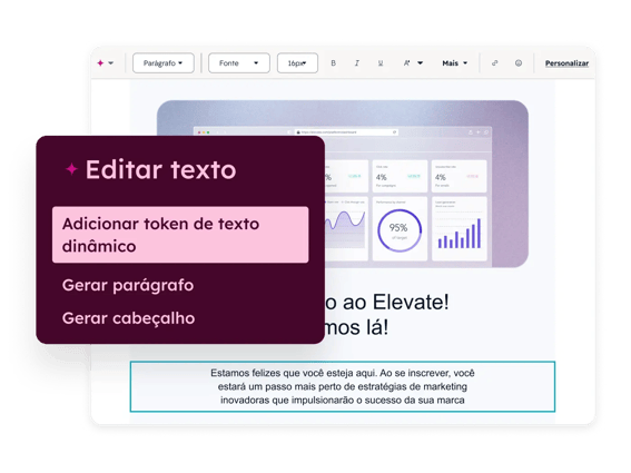Token de texto dinâmico de e-mail