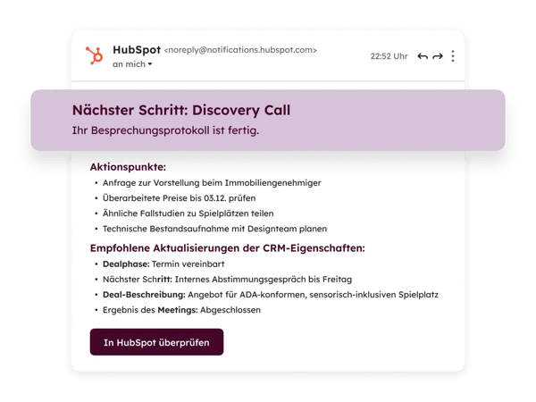 Smart Deal Progression: E-Mail mit den naechsten Schritten