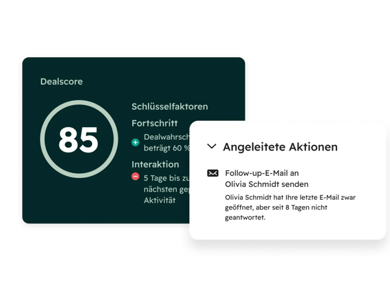 Angeleitete Aktionen in der Benutzeroberfläche von Sales Hub