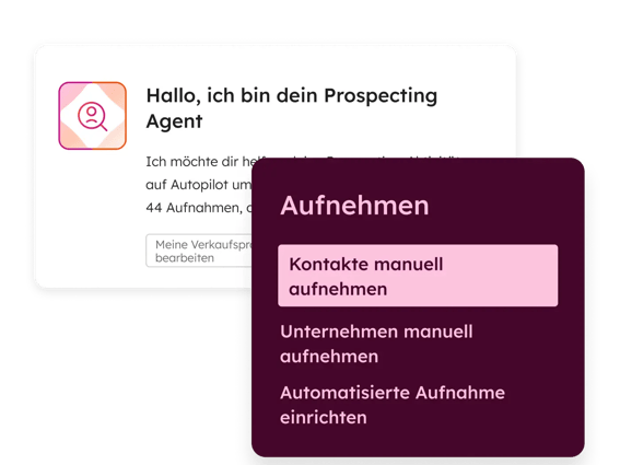 Prospecting Agent: Kontaktaufnahme-Optionen
