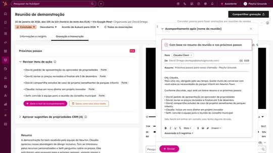 captura de tela da funcionalidade de progressão inteligente de negócios da HubSpot