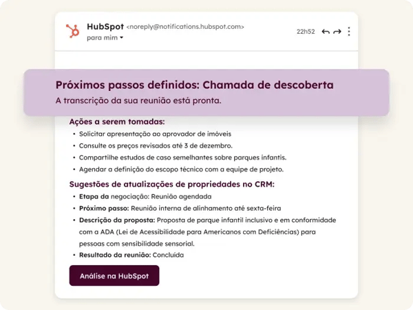 E-mail de próximos passos