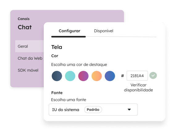 Configurações de personalização do chat