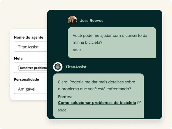 Agente de atendimento do Service Hub