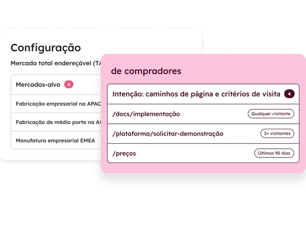 Página de configuração da intenção do comprador