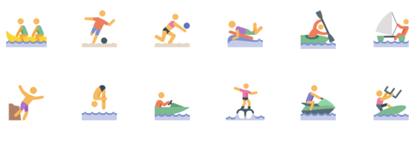Water sports free icon set