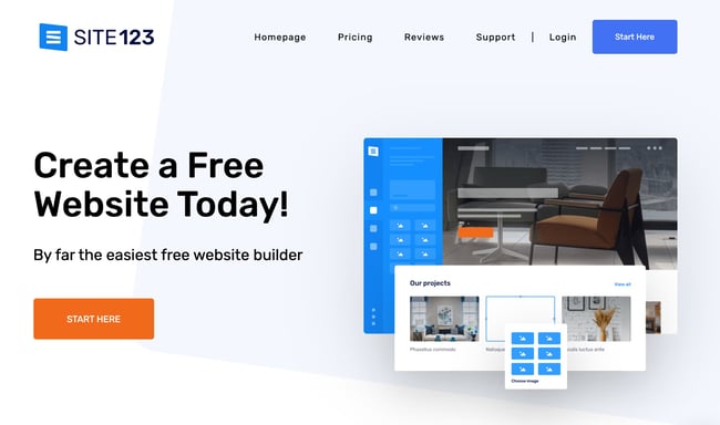 the site 123 homepage
