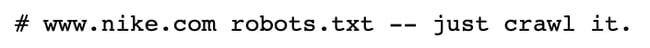 Nike robots.txt to instruct web crawler what to index 