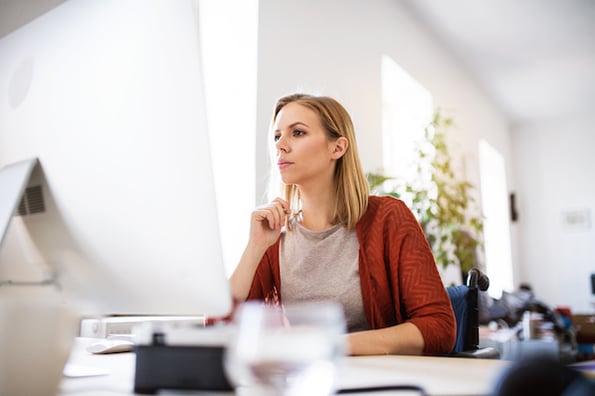Woman with a disability selecting a user friendly WordPress theme