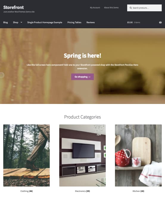 WooCommerce Storefront theme demo