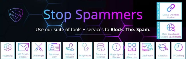 WordPress plugin to block countries, the Stop Spammers plugin listing image at WordPress.org
