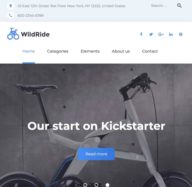 WordPress sports theme WildRide demo 