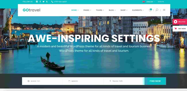 WordPress theme travel: GoTravel 