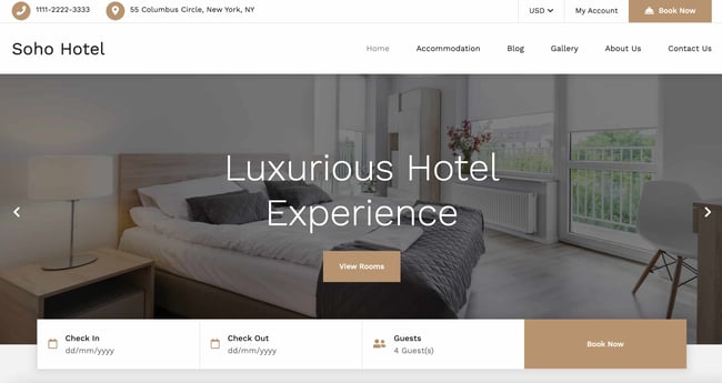 WordPress theme travel: Soho homepage 
