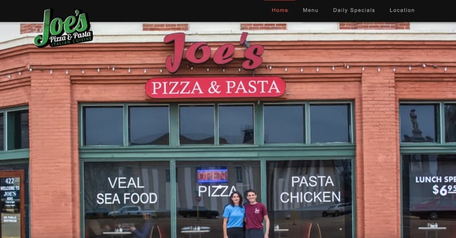 X theme wordpress example, Joe’s Pizza