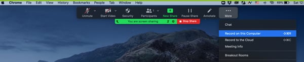 How to record a webinar zoom step four select record screen from the more menu at the top of the screen