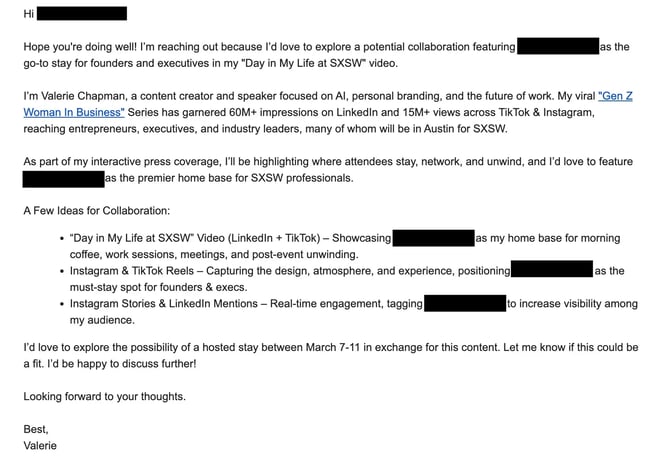 a bold email for a partnership