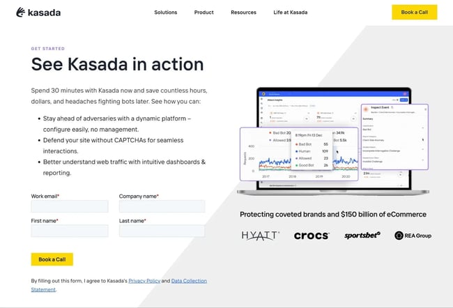 a hubspot form in the kasada website from torro