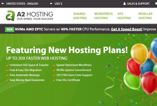 a2hosting shared hosting for wordpress