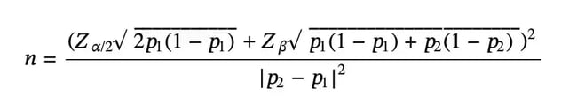 ab testing sample size formula