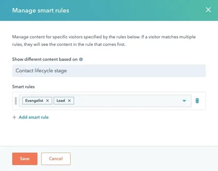 abm personalization; example of smart rules for displayed content and ctas