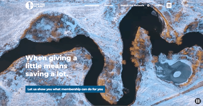 accessible website examples, 1% for the planet homepage