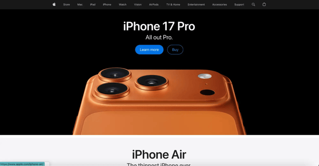 accessible website examples, apple homepage
